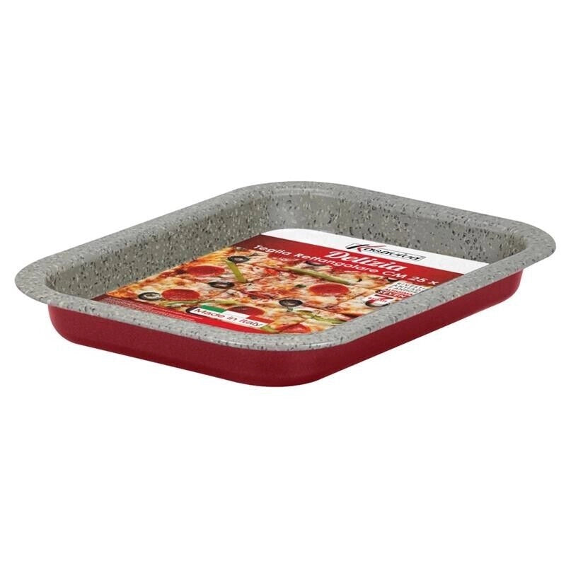 DELIZIA TEGLIA RETTANGOLARE CON FONDO ANTIADERENTE  25X18 CM IN COLORE ROSSO
