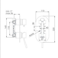 Rubinetto doccia a tre vie e sette posizioni su unica piastra serie minimal