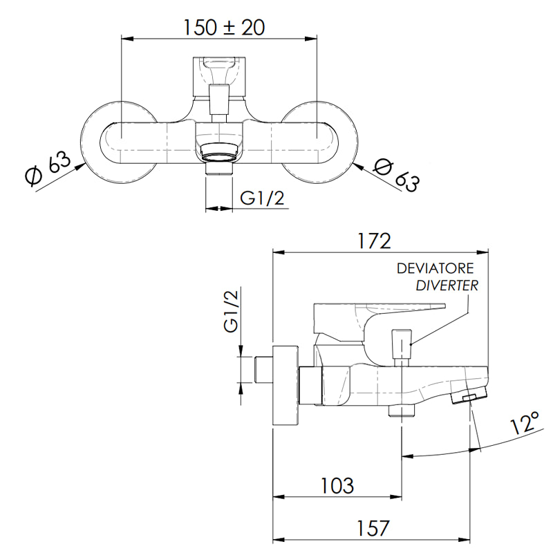 Rubinetto vasca esterno senza set doccia - serie winner