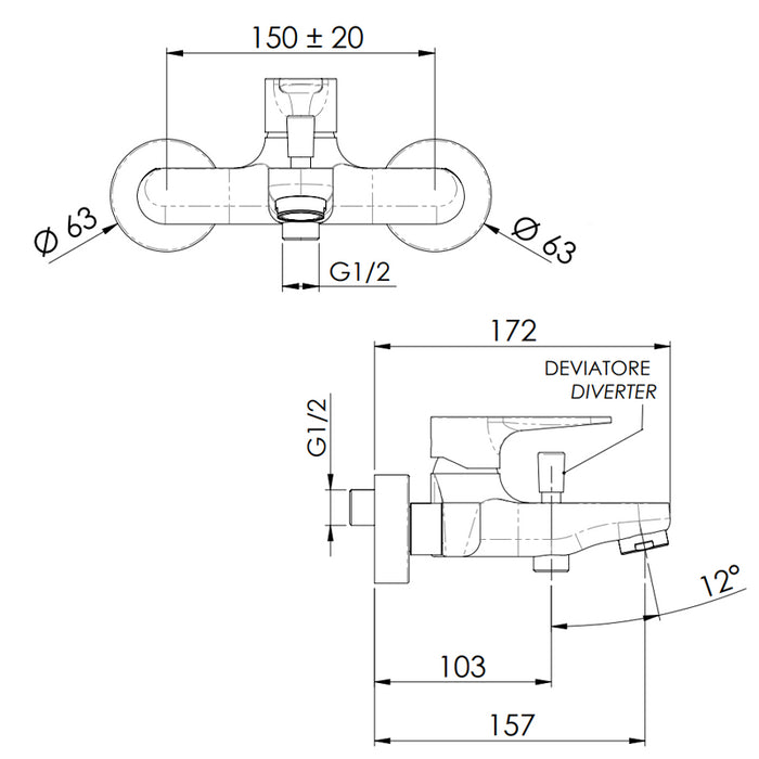 Rubinetto vasca esterno senza set doccia - serie winner