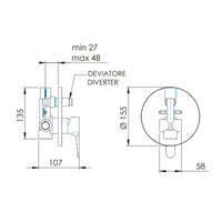 Rubinetto monocomando da incasso con deviatore per vasca/doccia - serie winner