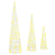 Albero di Natale | Decorazioni natalizie 3 pz Bianco caldo 20 x 20 x 80 cm Acrilico