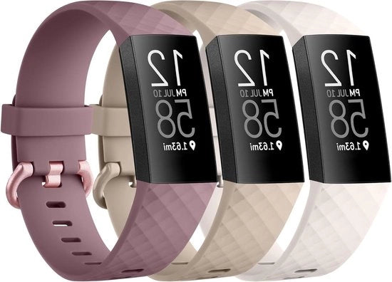 Set di cinturini sportivi in silicone per Fitbit Charge 4/Charge 3 - Cinturini di riserva regolabili - Uomo e donna - S, Stellato/Latte/Pastello