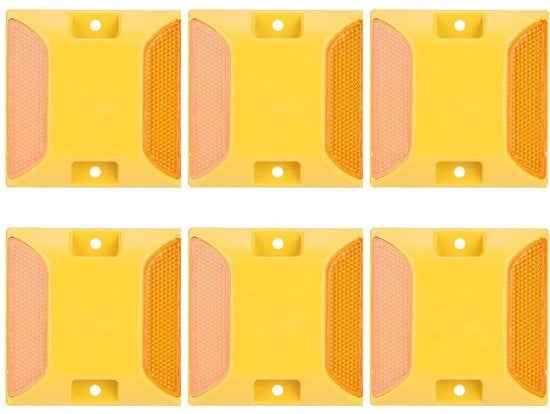 Segnalazione stradale 6 pezzi - Riflettori stradali in plastica gialla - Segnalazione parcheggio - Strisce di sicurezza - Adatto per asfalto/beton