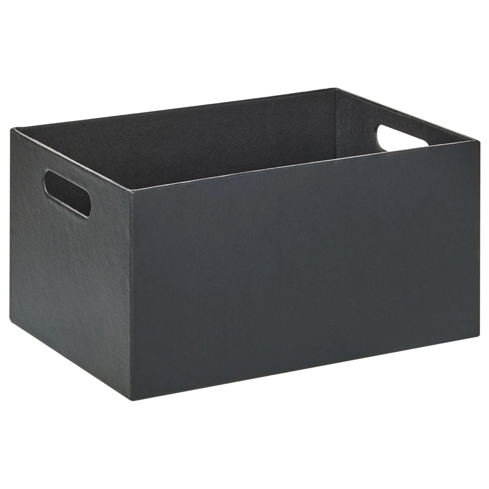 Set di 3 cesti portaoggetti con manici in ecopelle grigio fatti a mano