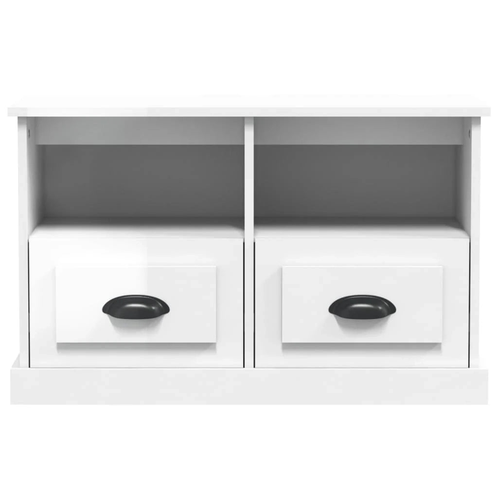 Mobile TV multimediale mensola TV mobile TV sala da pranzo soggiorno camera da letto finitura lucida 80 x 35 x 50 cm legno ingegnerizzato bianco 02_0027078