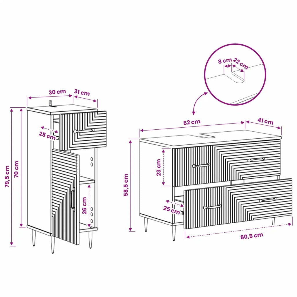 Set di Armadi da Bagno da 2 Pezzi HAARLEM Bianco Lucido 3417697