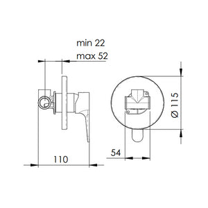 Rubinetto monocomando da incasso per doccia - serie winner