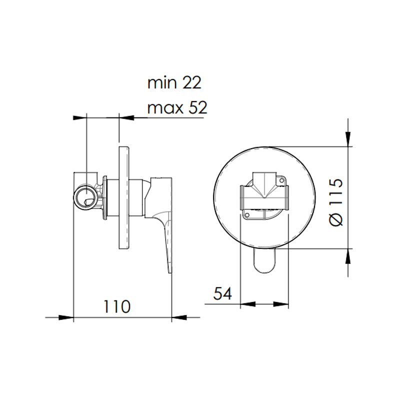 Rubinetto monocomando da incasso per doccia - serie winner