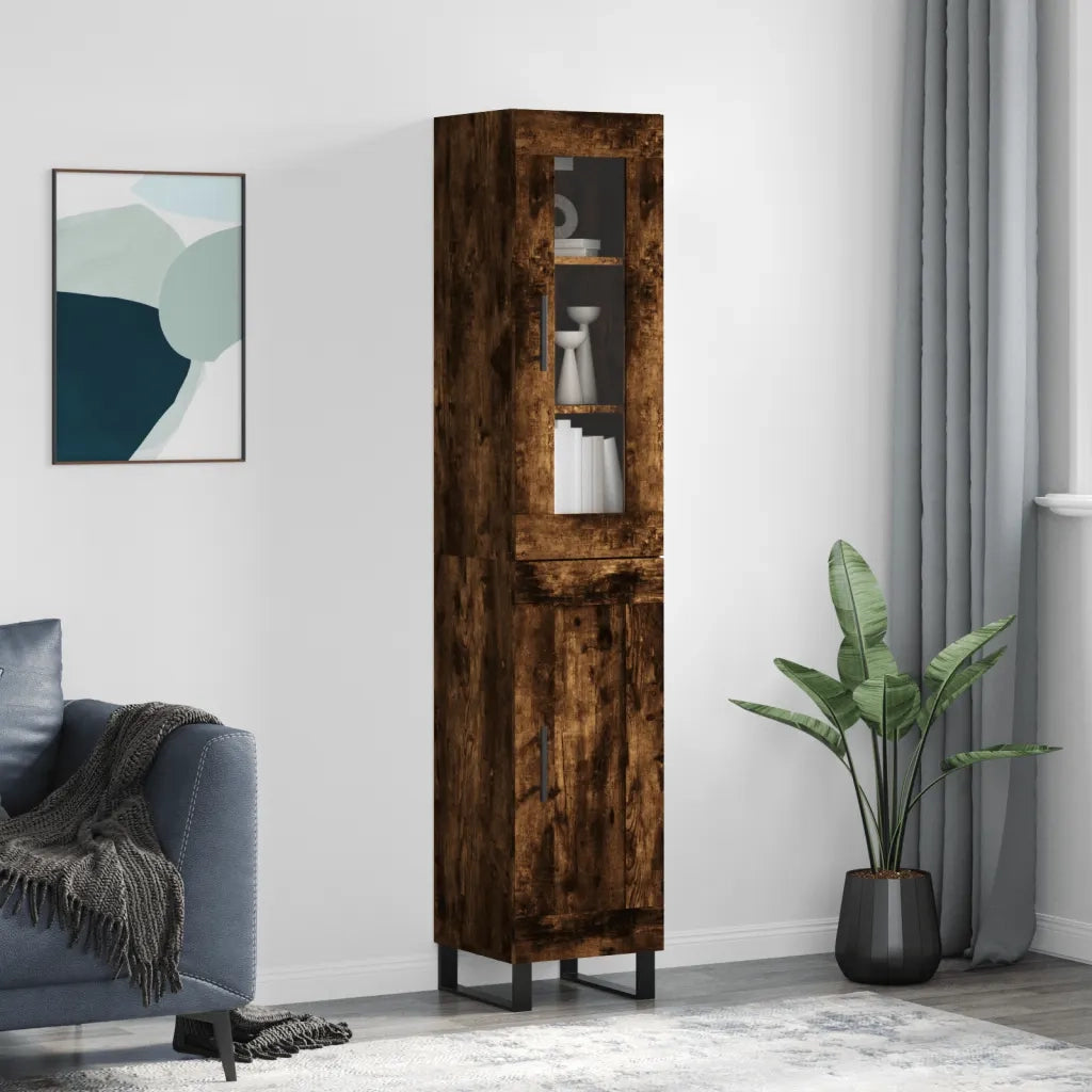 vidaXL Credenza Rovere Fumo 34,5x34x180 cm in Legno Multistrato