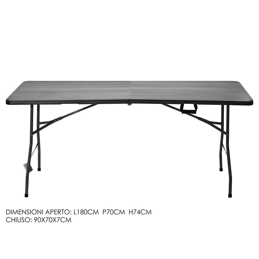 Trade Shop - Tavolo Pieghevole Portatile Rettangolare 180cm Multiuso Campeggio Eventi 4-6 Persone -