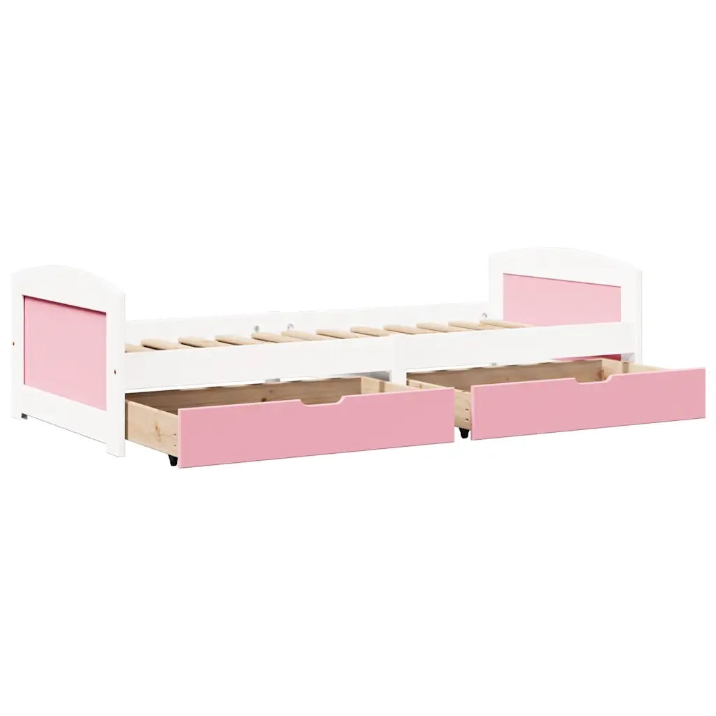 Dormeuse 2 Cassetti senza Materasso Bianco&Rosa 90x200 cm IRUN