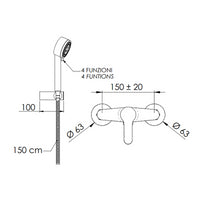 Rubinetto doccia esterno con kit doccia a 4 funzioni - serie winner