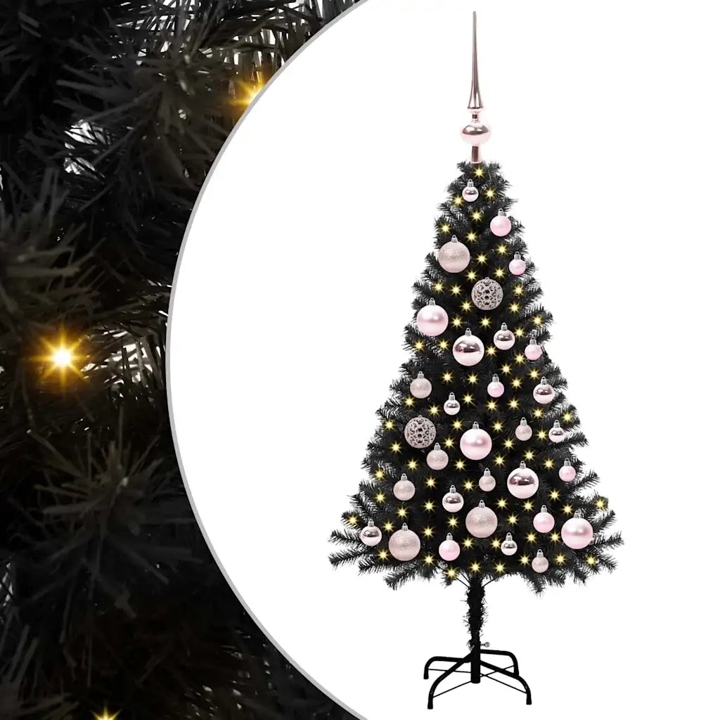 Albero di Natale con 150 LED con supporto Nero 120 cm PVC 3396458
