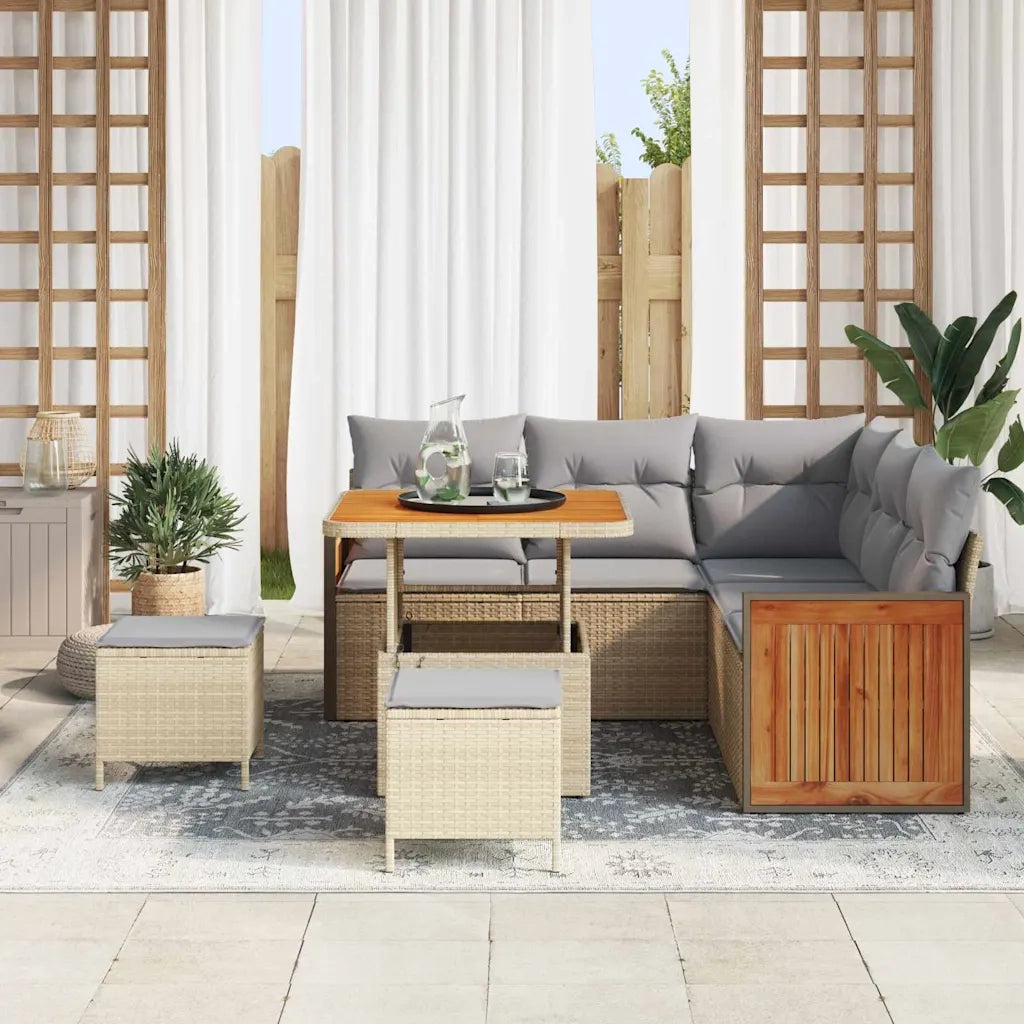 Set Divano da Giardino 9 pcs Beige e Grigio Chiaro polyrattan 3365252