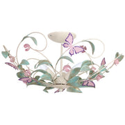 Plafoniera Summer crema foglie farfalle 3xE14 Luminex