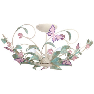 Plafoniera Summer crema foglie farfalle 3xE14 Luminex