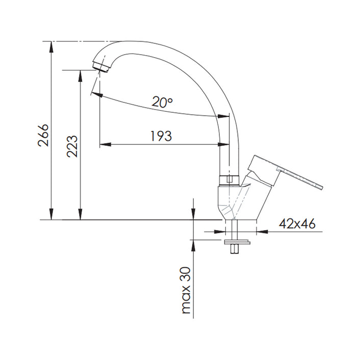 Rubinetto monocomando per lavello con bocca alta - serie winner