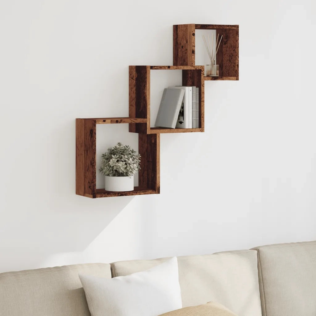 vidaXL Mensole Cubo Parete Legno Antico 68x15x68 cm Legno Multistrato