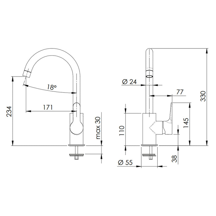 Miscelatore lavello alto nero opaco serie Winner