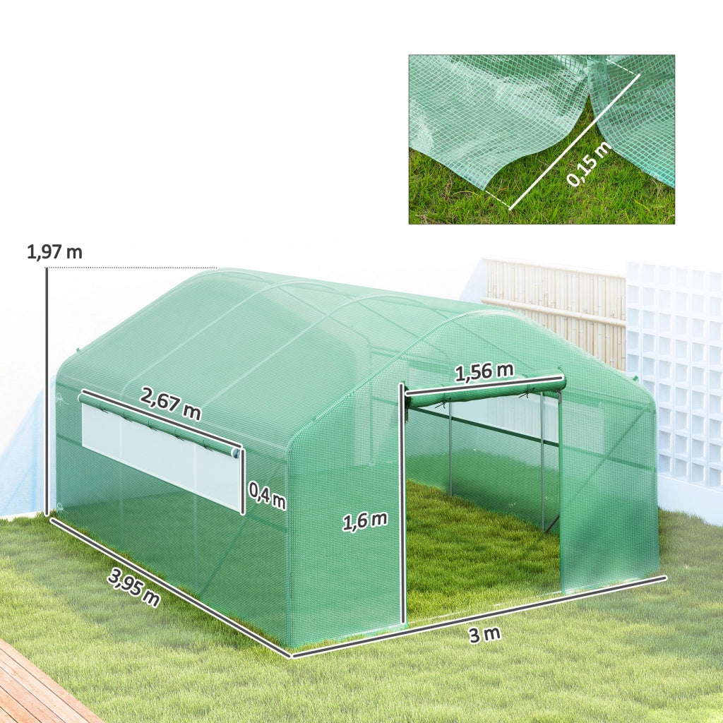 Serra Tunnel 4x3x2 m ¨C zephmum ¨C Verde con 2 Finestre e 1 Porta a Cerniera