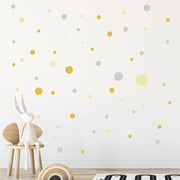 Set di adesivi circolari per parete - adesivi per parete - adatti per la camera dei bambini - 120 pezzi - giallo