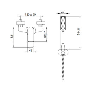 Rubinetto vasca esterno con doccetta - serie infinity