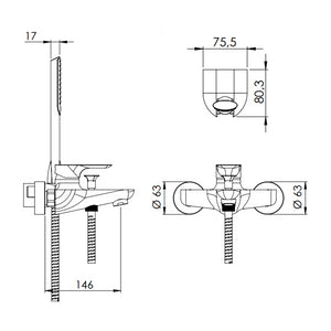 Rubinetto vasca esterno con doccetta - serie infinity