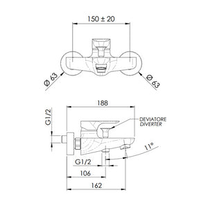 Rubinetto vasca esterno senza kit doccia - serie infinity