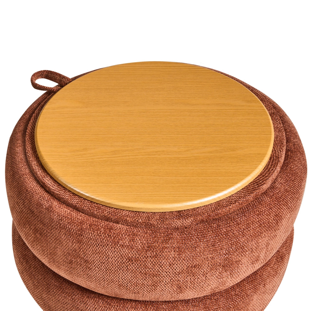 Pouf in ciniglia marrone dorato 40 x 41 cm con sgabello portaoggetti Design moderno