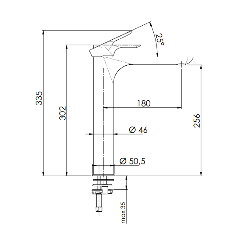 Rubinetterie remer miscelatore alto per lavabo serie infinity