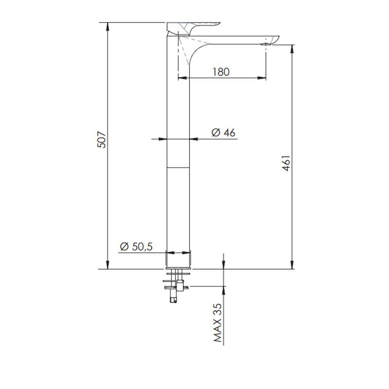 Infinity miscelatore xxl ideale per lavabi moderni a bacinella