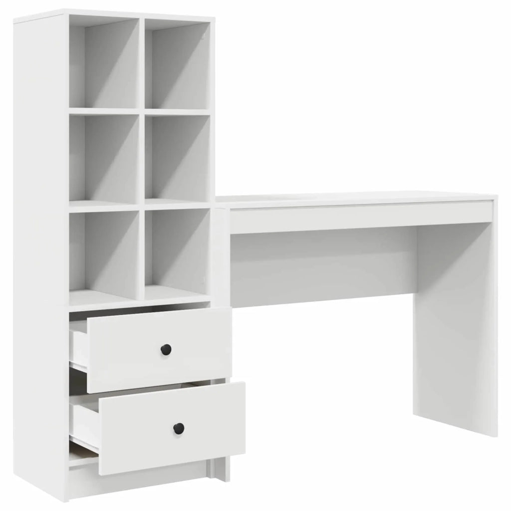 Scrivania con cassetto con lo scaffale 2 pcs Bianco 3337329
