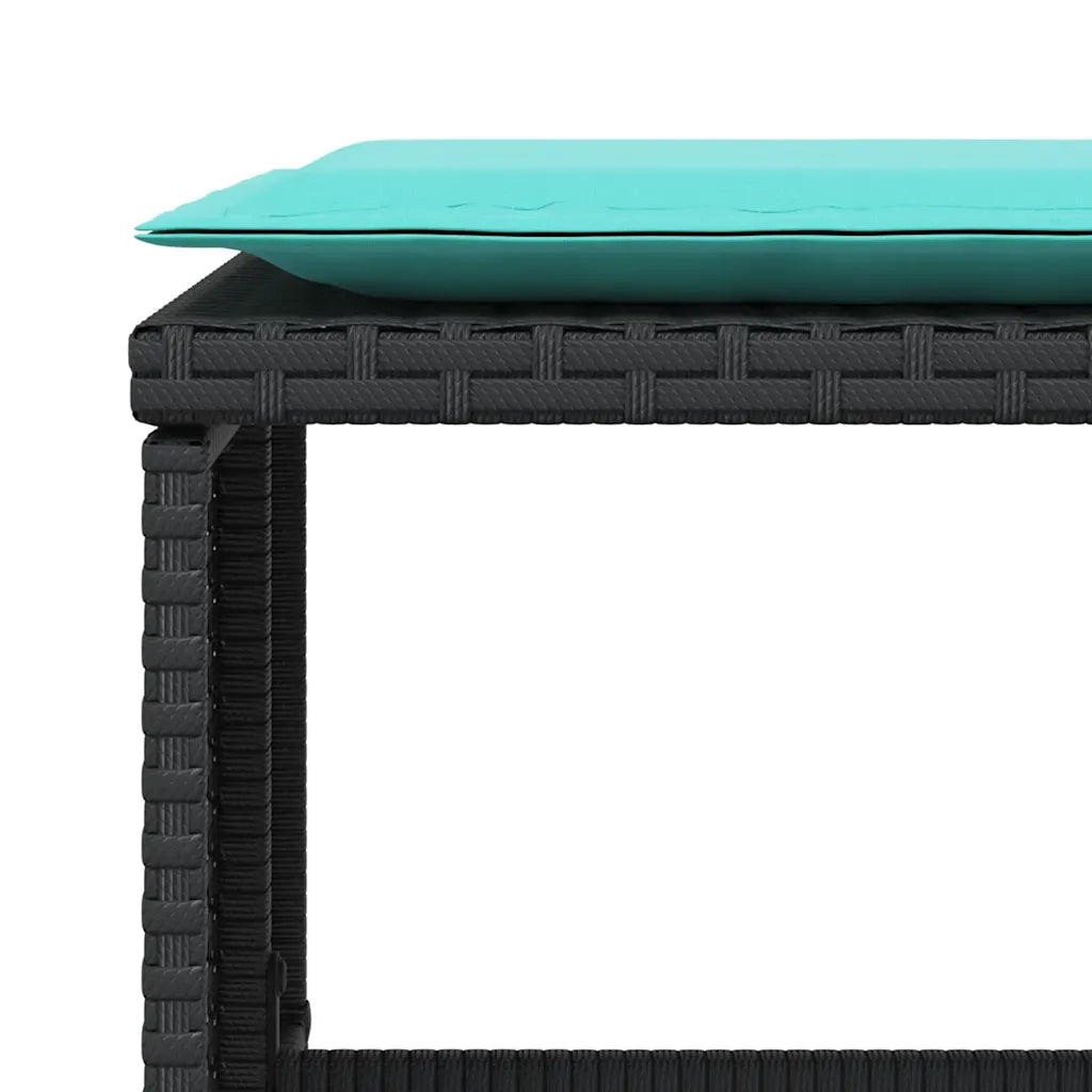 Poltrona da Giardino con Poggiapiedi in Polyrattan Nero