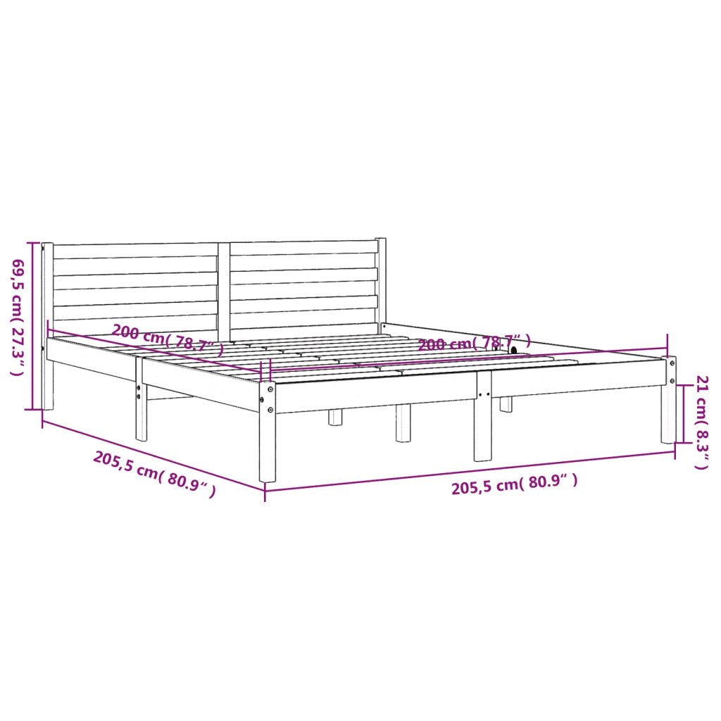 Letto matrimoniale | Letto per adulti | Letto senza Materasso Marrone Cera 200x200 cm in Legno di Pino