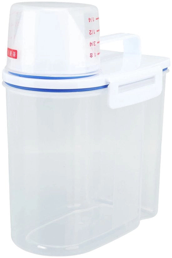 Contenitore di Stoccaggio Aria Tappata - Contenitore di Cibo - Granaglie/Flour - Plastica Translucida - Portatile - Capacità 1,5 kg