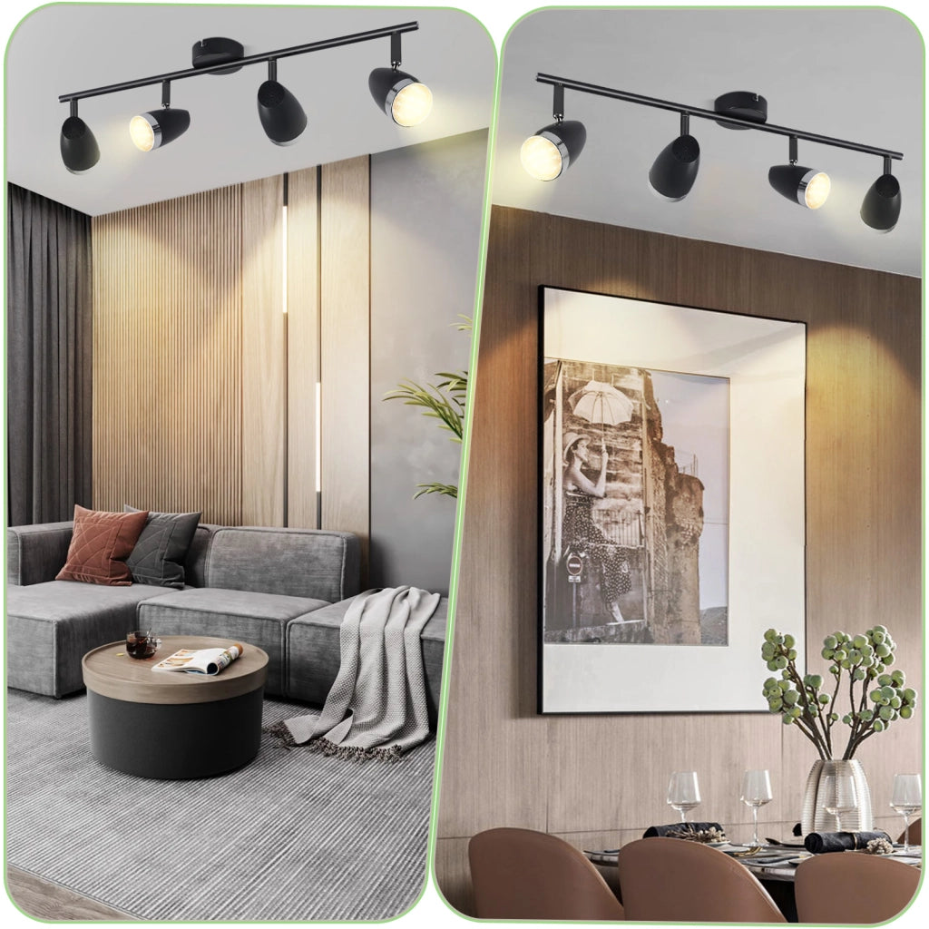 ZMH Faretto da soffitto a 4 luci da 16W orientabile a 350° Lampada da soffitto Soggiorno