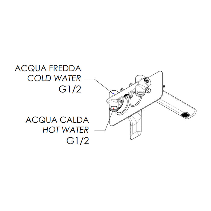 Miscelatore lavabo ad incasso parete remer serie infinity