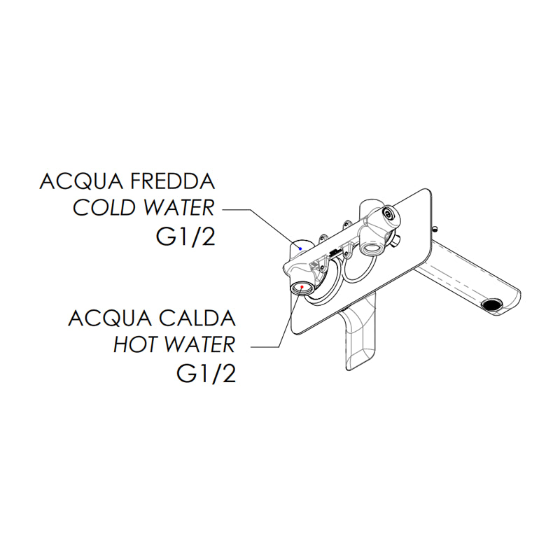 Miscelatore lavabo ad incasso parete remer serie infinity