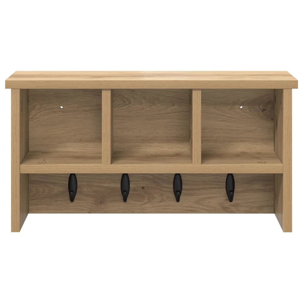 vidaXL Appendiabiti a muro rovere artigianale 50 x 16 x 26 cm