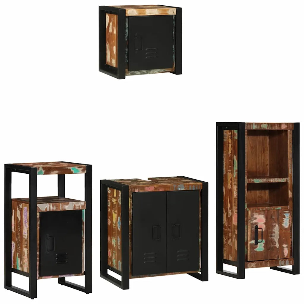vidaXL Set di mobili per il bagno 4 pcs Legno massello riciclato