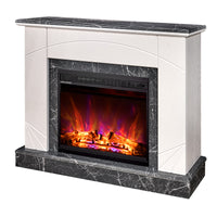 Camino Elettrico da Pavimento 85x110x27 cm Effetto Fiamma 1500W Madeira lux & Lorance Ivory/dark gray