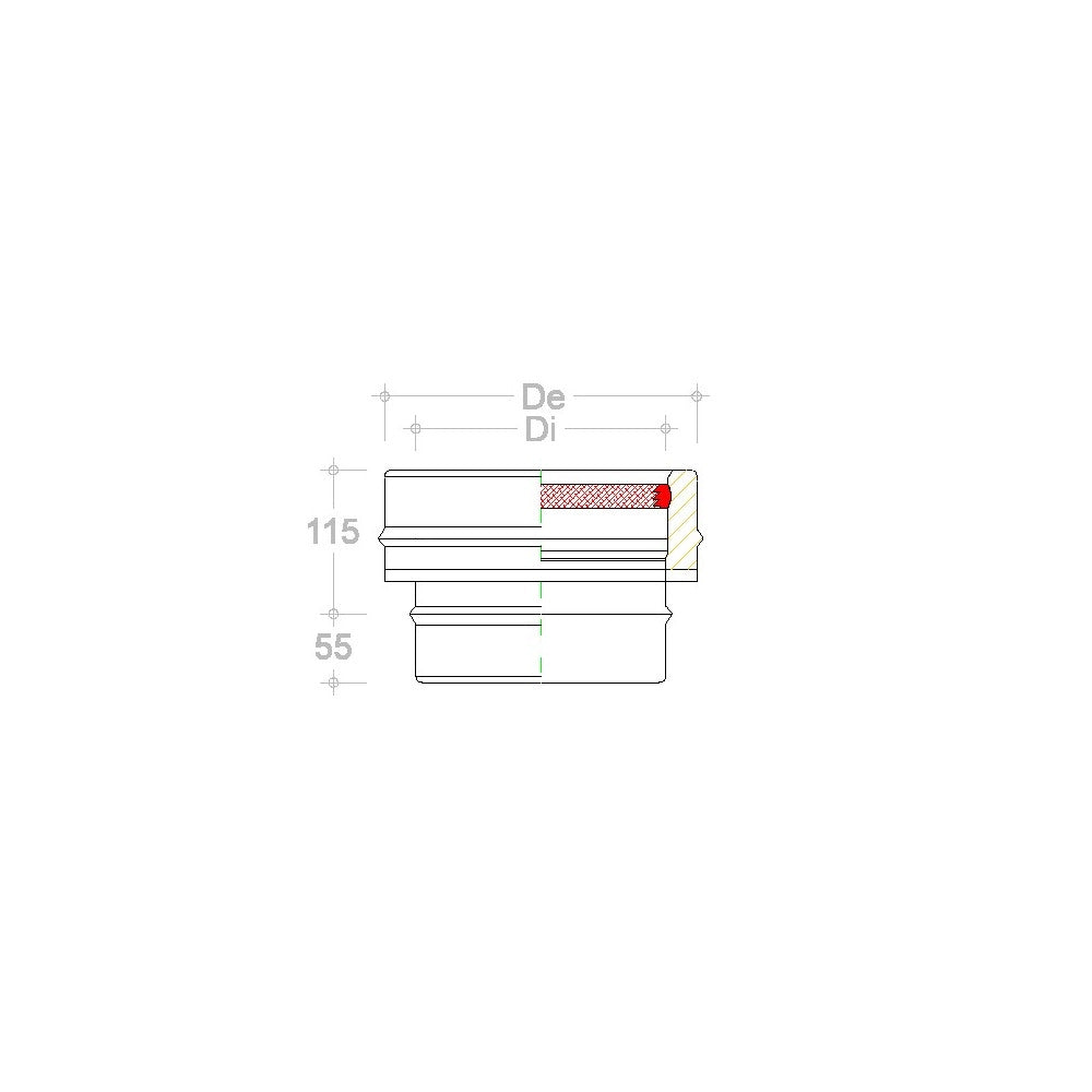 Raccordo inox mono parete m 150mm a doppia parete mf di 150 - de 200 mm