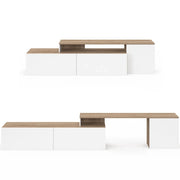 IDMarket - BASILE 140-180 cm, mobile TV angolare modulare in legno e bianco