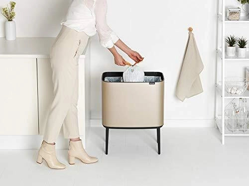 Brabantia 304644 Bo Touch Bin Pattumiera 3x11 litri Acciaio Inox con Apertura Soft-Touch e Secchi Rimovibili colore Metallic Gold