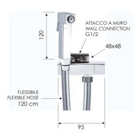 Set idroscopino quadro composto da: rb120 sq, flessibile e rubinetto ad angolo sq
