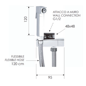 Set idroscopino composto da: idroscopino art. rb120 sq, flessibile e rubinetto sq