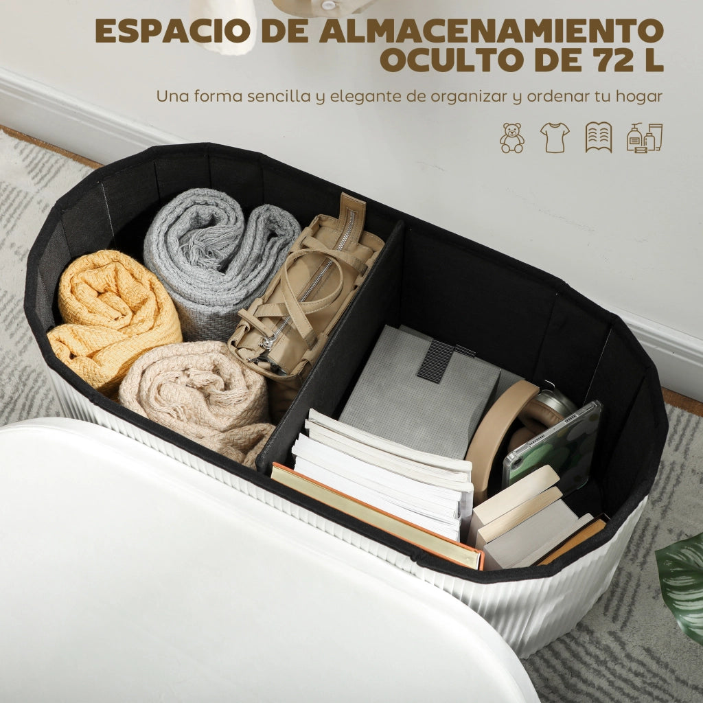 Banco contenitore pieghevole ¨C zephmum ¨C 76x38x35 cm crema velluto