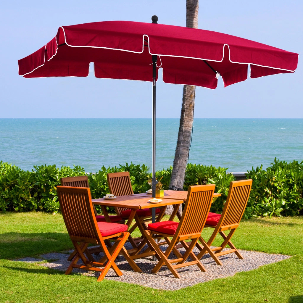 Ombrellone da giardino rettangolare inclinabile ¨C zephmum ¨C rosso 2x1.3m in alluminio e poliestere