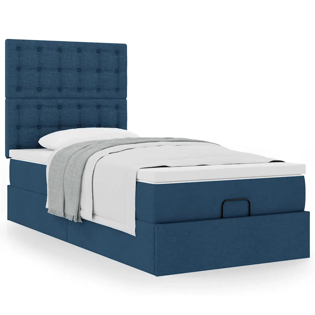 Pouf Letto con Materasso Blu 100x200 cm in Tessuto 3313305
